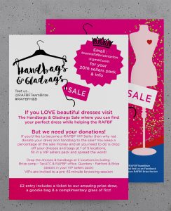 Flyer for Handbags and gladrags sale